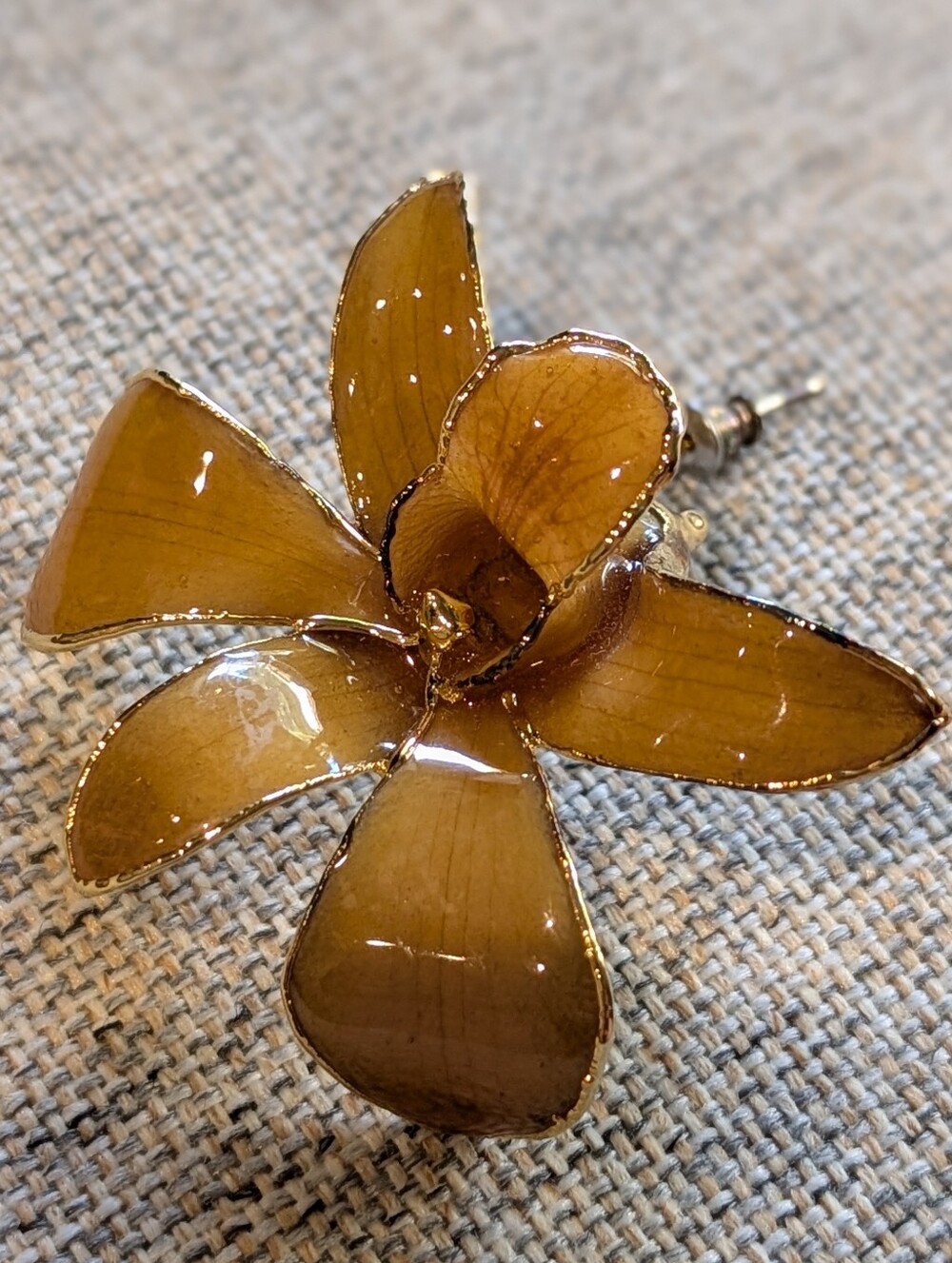Handcrafted Orchid Brooch From Thailand - Elegant Statement Jewelry